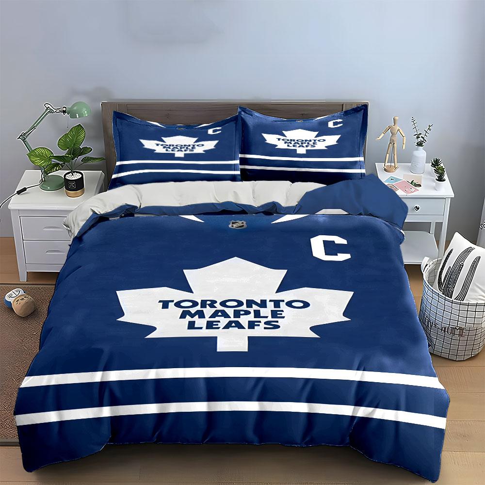 "Toronto Maple Leafs Hockey Bedding" Print Bedding Set Duvet Cover Pillowcases (1* Duvet Cover 2* Pillowcases Do Not Include Comforter)