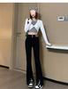 Women's High Waist Black Flare Jeans - Spring/Autumn 2025 Collection, Slimming Floor-Length with Small Size Option.