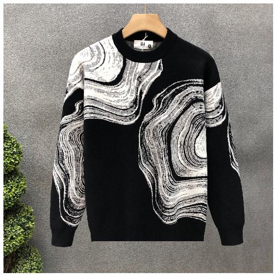 

Весенняя новинка, мужская рубашка с принтом, длинный рукав, красивое модное мужское драпированное эластичное нижнее белье, свитер, повседневный топ M чёрный