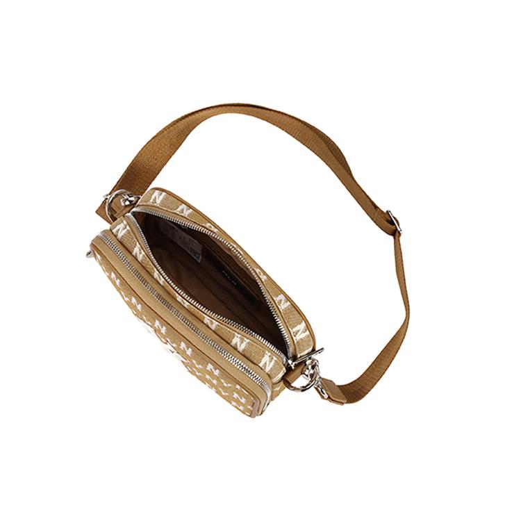 New MLB Monogram Collection Fabric Camera Bags Shoulder Bag Crossbody Bag Mini Unisex Khaki 32BGDM111-50B