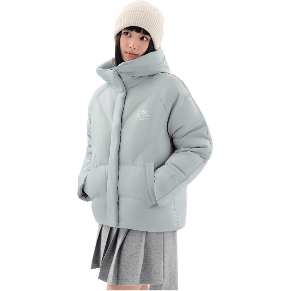 Anta Simple Letter Hooded Loose Warm Zipper Sports Down Jacket Women Outerwear 162618906-6