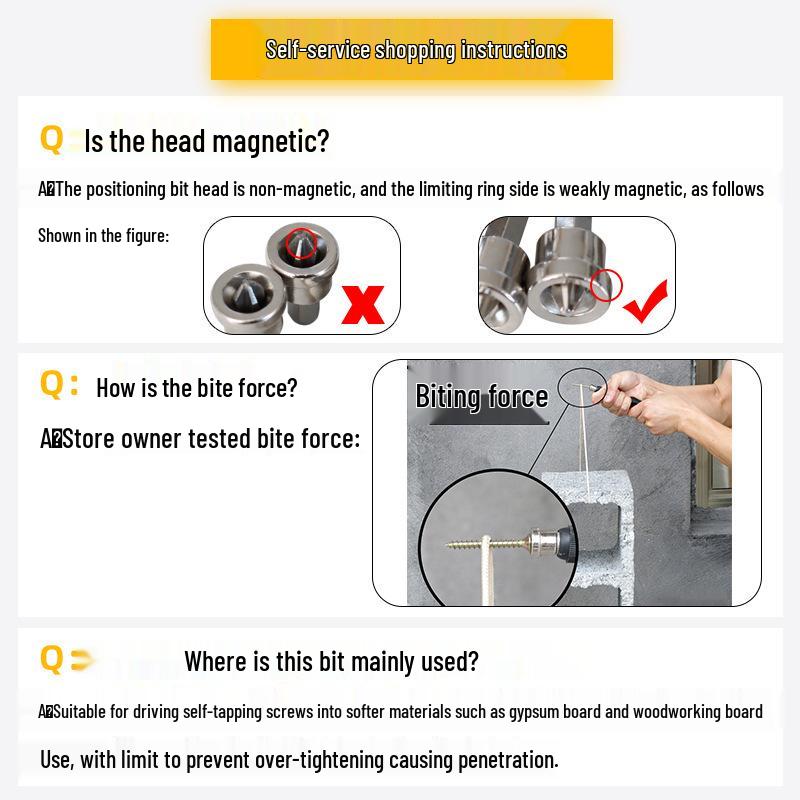 Magnetic Positioning Crosshead Screwdriver Bit for Drywall Screw Installation