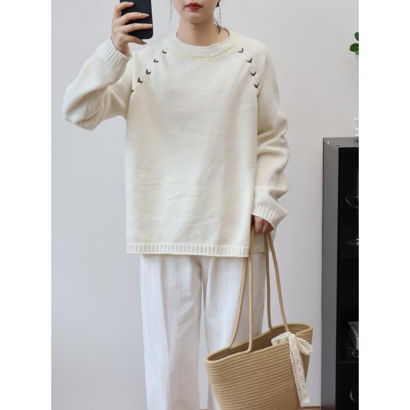 Autumn and winter new design sweater pullover retro loose lazy soft waxy knitted sweater top women