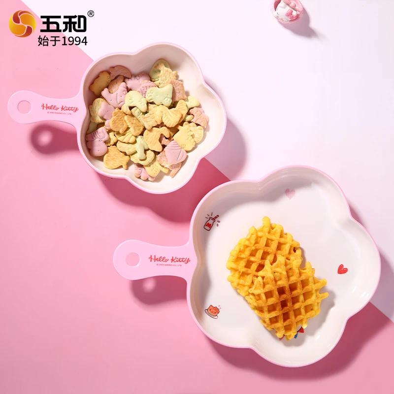 For Sanrio Hello Kitty Tableware Breakfast Rice Bowl Safe and Heat-Resistant Plate Cup Spoon Melamine Tableware for Cutlery Bowl