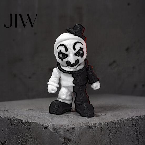 Unique Horror Film Fan Gifts 3D Printed Black And White Clown Ornament, Creative Statue, Detailed Sculptures Mini Figurine for Home Office Halloween