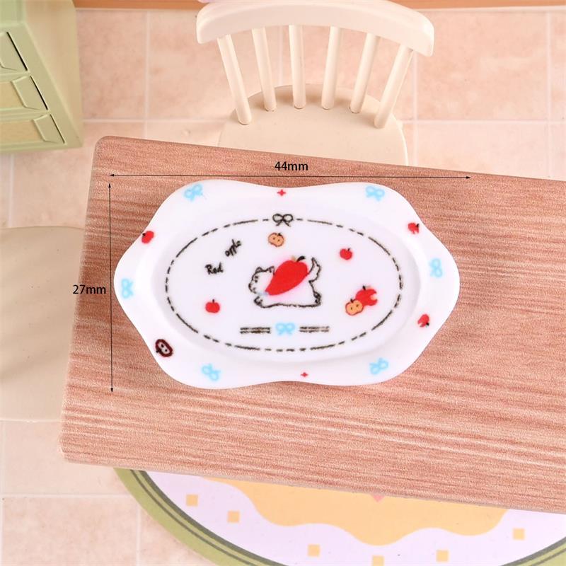 

10 шт. Милый мультяшный узор Кукольный домик Игрушка Имитация Тарелка Миниатюрная Кухня Игровой домик Игрушки Украшение DIY Аксессуары Детский подарок as the picture