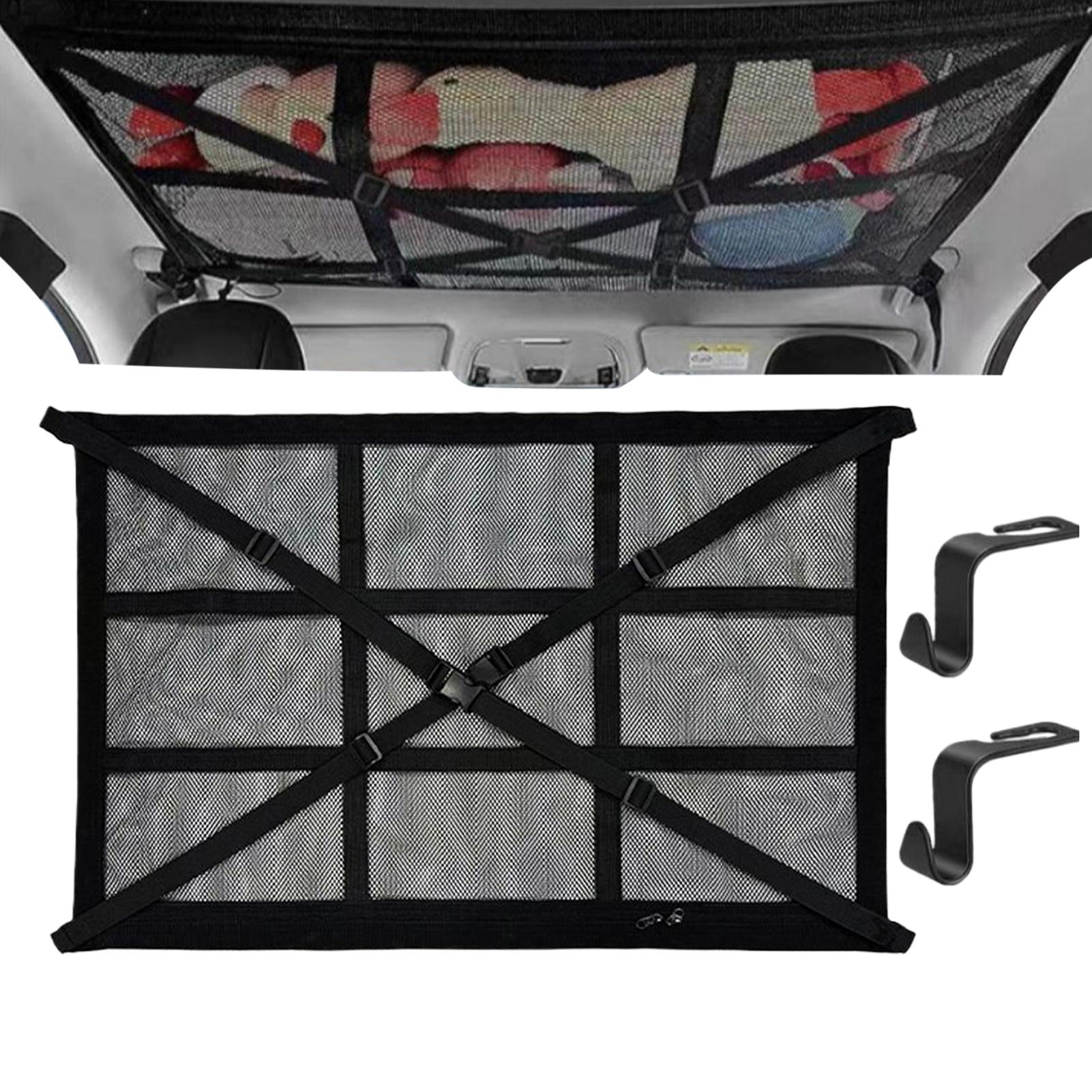 Large Capacity Space Saving Car Ceiling Net Storage Car Ceiling Cargo Net Strong Load-Bearing Mesh Car Roof Storage Organizer CN