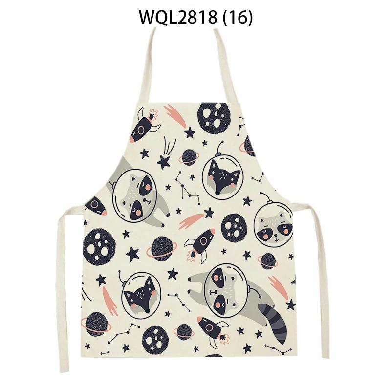 Cute Dog Cat Sheep Cattle Bear Animal Print Kitchen Aprons Women Men Linen Sleeveless Antifouling Apron Cooking Baking Waist Bib