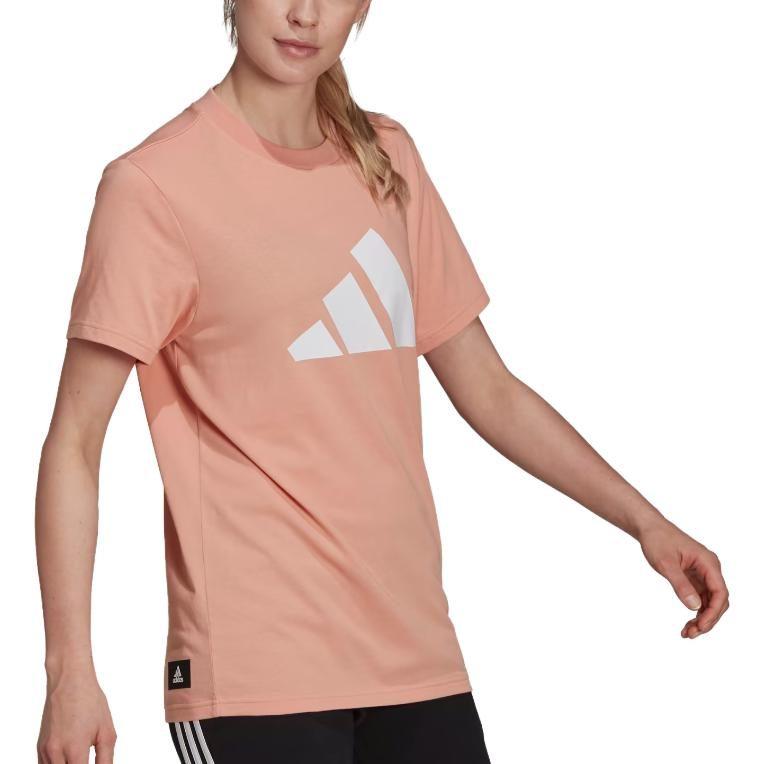 adidas Future Icons T Shirts Women's Pink Crew Neck Moderate Straight Fit H24101