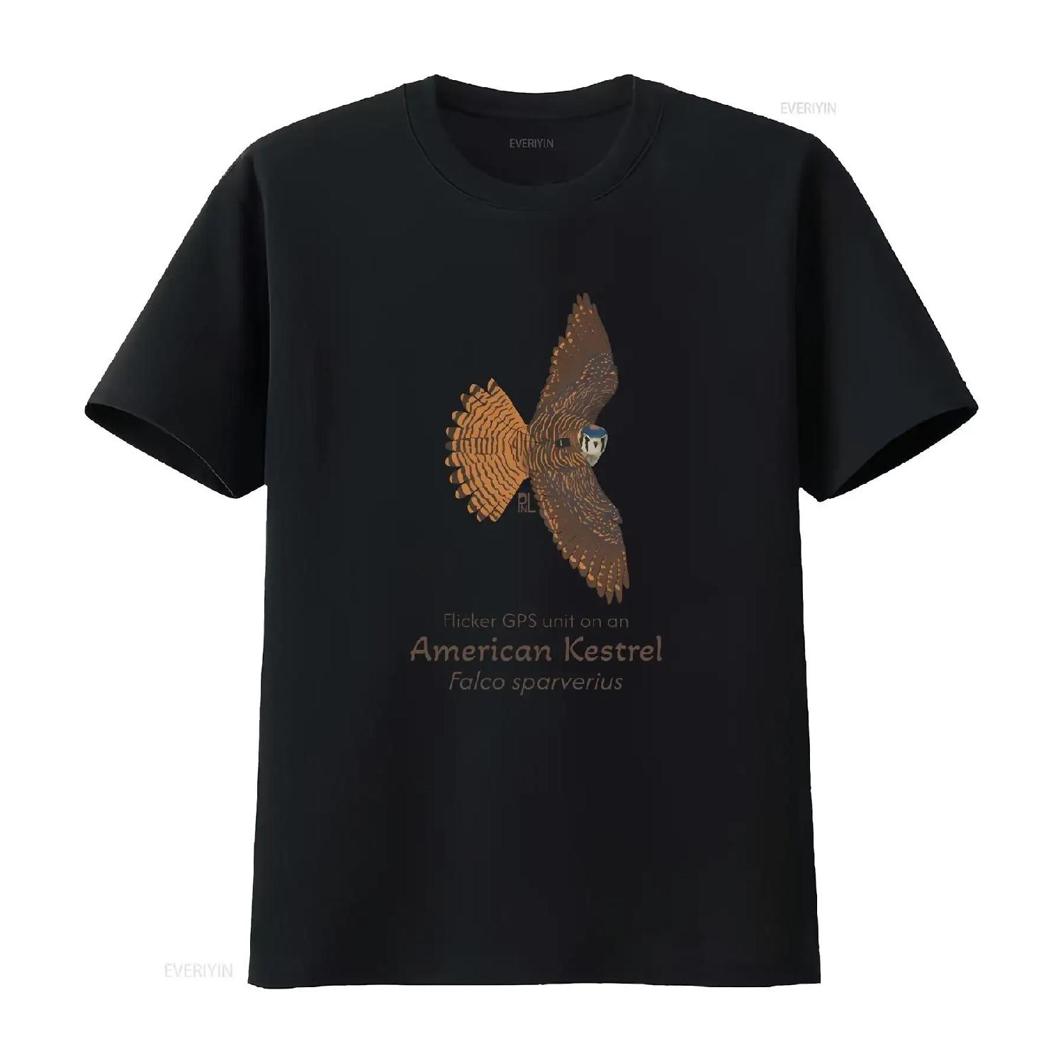 

American Kestrel T Shirt Animal Lover Nature Science Top vintage Washed streetwear Casual Stretched designer clothes Versatile S чёрный