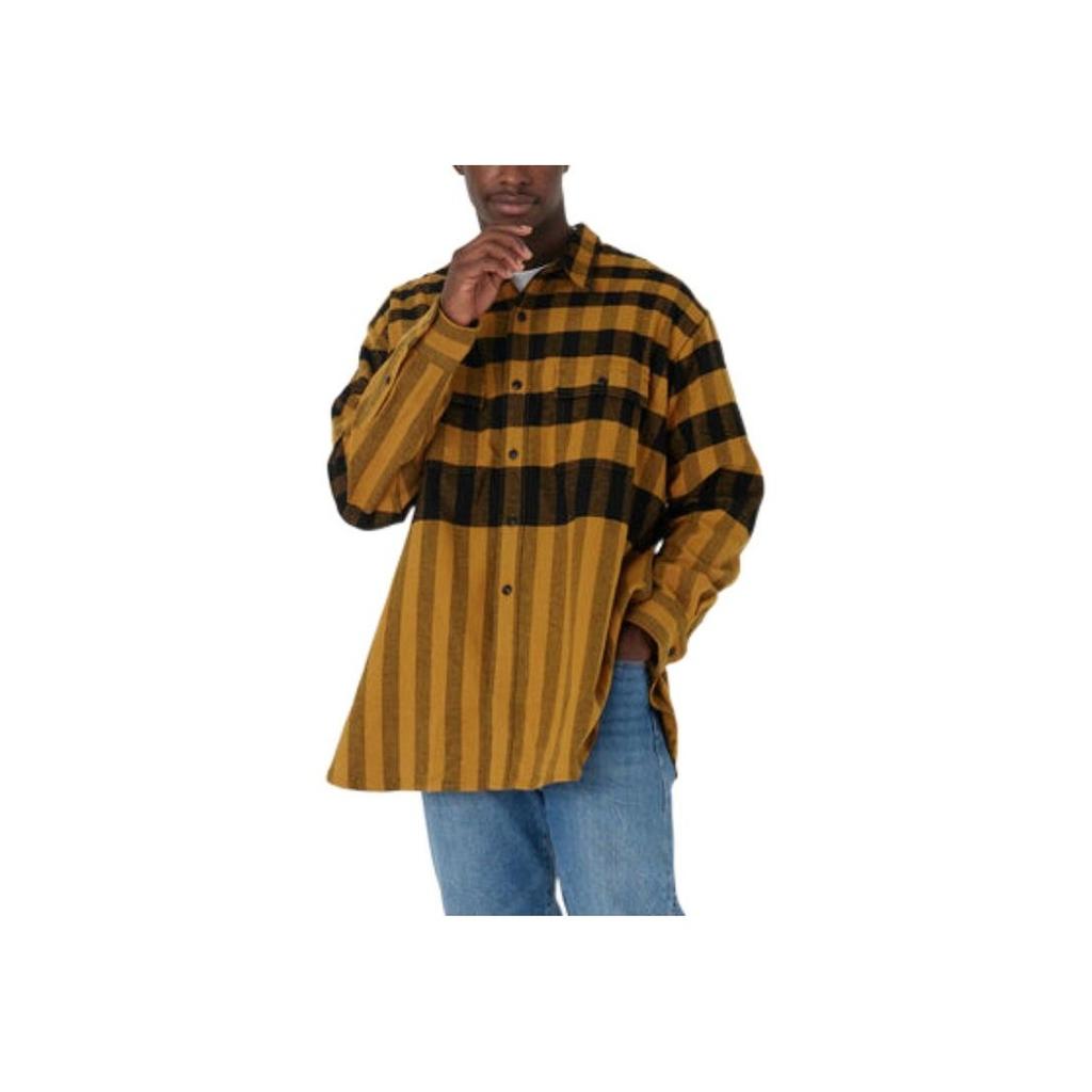 Levis Color Block Plaid Button-Down Long Sleeve Shirt Men Shirts Black Yellow A2188-0003