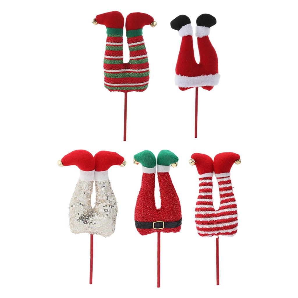 Elf Leg Pick Christmas Tree Decoration Home Party Plush Stuffed Tree Topper