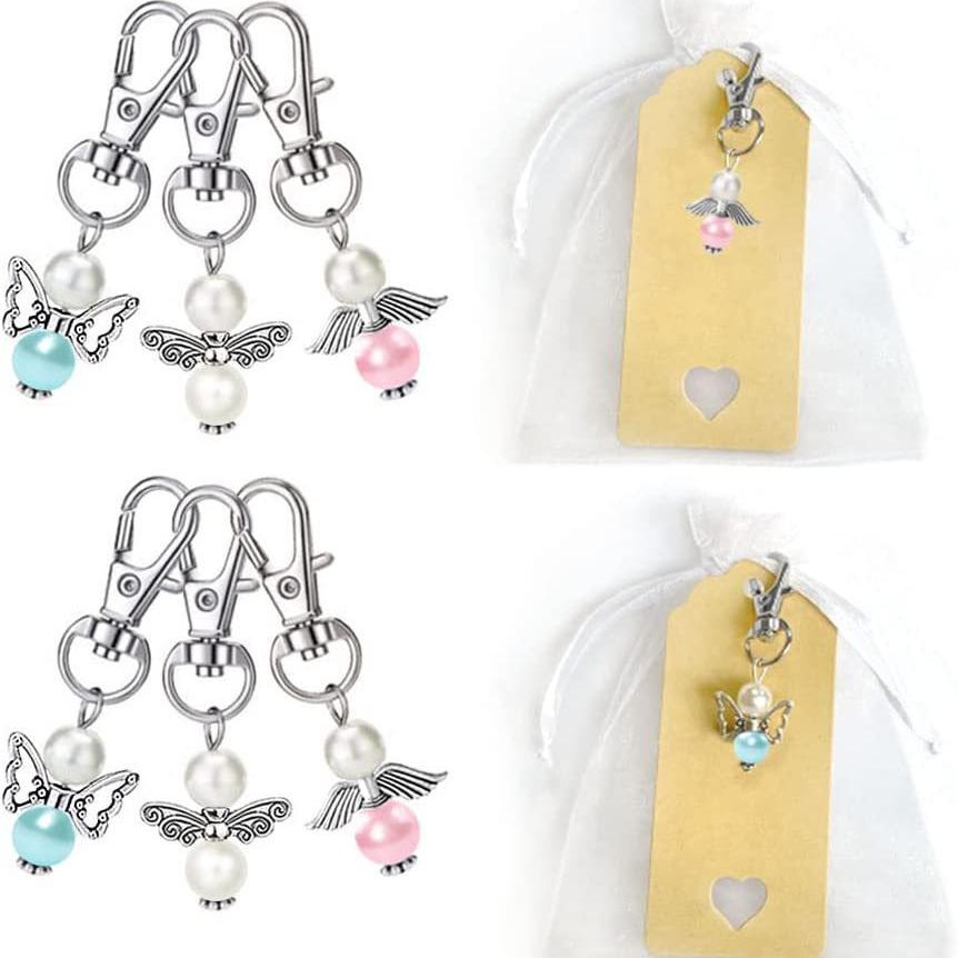 60-Piece Angel Pearl Keychain & Pendant Craft Set for Weddings & Baptisms