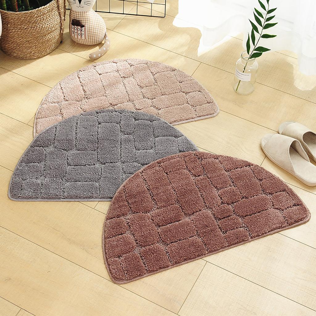 Ultrafine Fiber Absorbent Doormat Comfortable Semi Circle Solid Color Mat