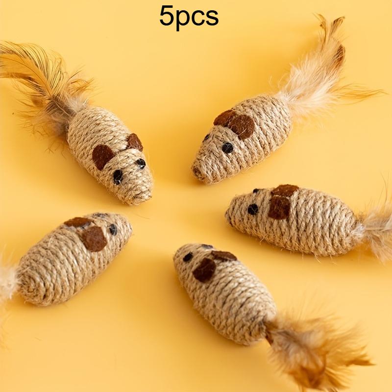 

5pcs Cat toys for indoor cats, Sisal Cat Toy, Cat sisal chew toy,Cat toy interactive,Cat Toy Set with Sisal & artificial feather