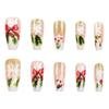 24PCS Artificial Nail Winter Snowflake Bows Design Artificial Nail For Professional Daily Use Manicure Fingernails