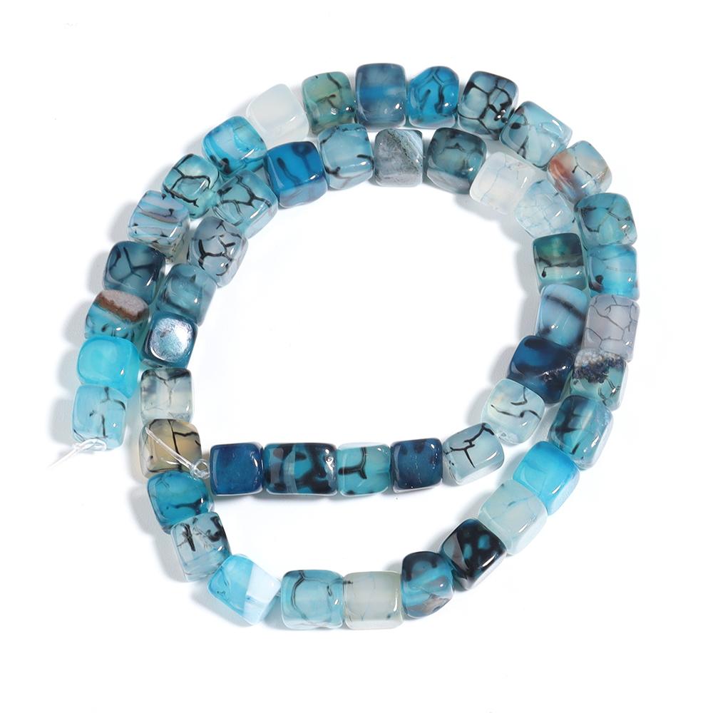 Natural Stone Square Beads 8mm Striped Agate Tube Stone Loose Spacer Beads For Jewelry Making Accessories DIY Bracelet Keychain