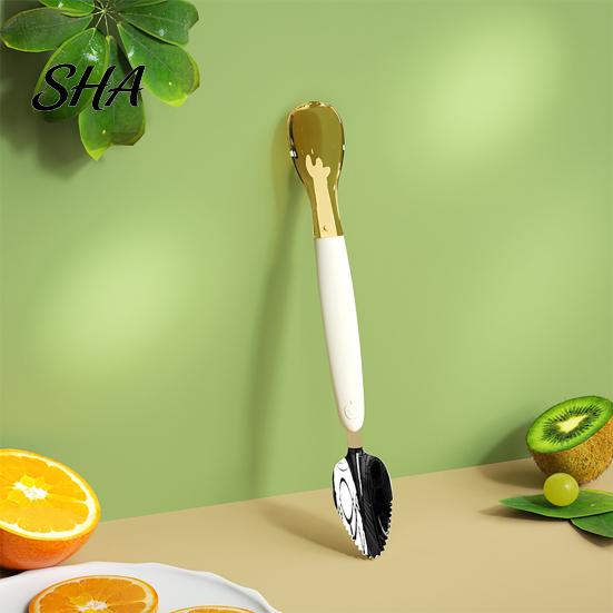 Fruit Scraper Spoon Double Head Baby Spoon, Silicone Feeding with Serrated Stainless Spoons Steel Scraper, Hygienic Infant Tool, for Puree Safe