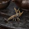 Unique Desktop Decoration Brass Lobster Figurine, Multifunctional Ornament for Tea Pet Lid Rest Brush Desk Organizer Pens And Brushes Holder