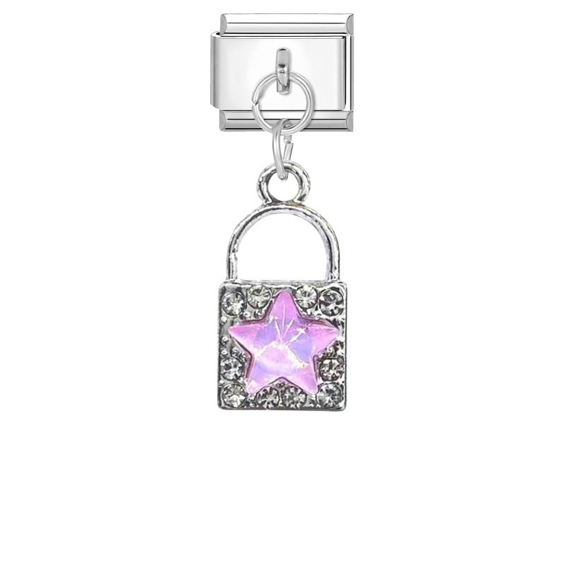 New Shiny Bow Knot Butterfly Moon Star Zircon Pendant Italian Charm Link Fit 9MM Bracelet Stainless Steel Women Men DIY Making