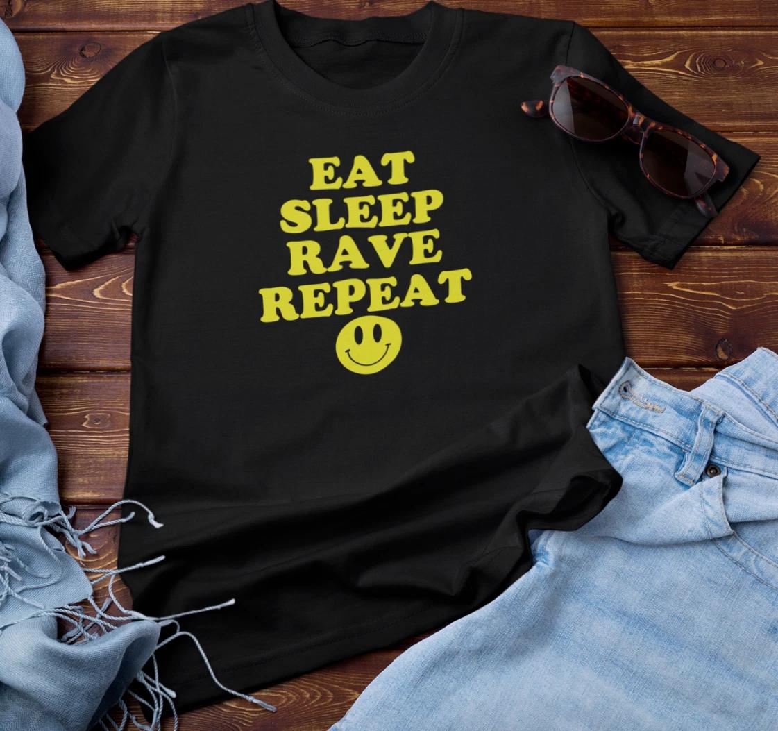 EAT SLEEP RAVE REPEAT - T-Shirt (Dance Techno Club EDM IDM Acid 808 DJ Jungle) S