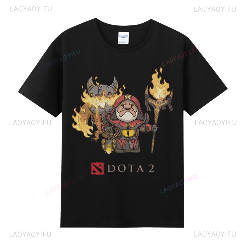 DOTA 2 Футболка Чистый Хлопок С Круглым Вырезом Известная Игровая Футболка Повседневная Крутая Футболка Подарки Для Любителей Игр Мужская Футболка Графические Футболки S разноцветный