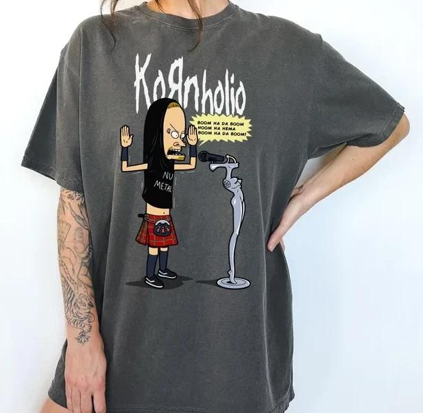 Kornholio Grafik T-Shirt für Damen Herren, trendiges Retro Vintage T-Shirt