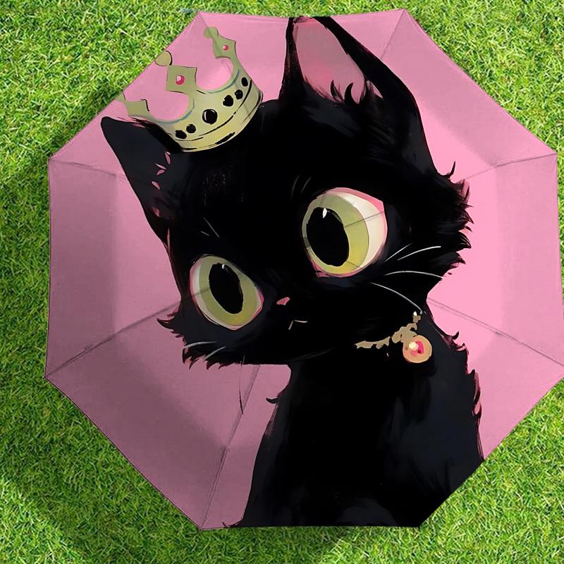 Royal Kitty Umbrella: A Charming Companion for Outdoor Adventures, Featuring Auto-Open/Close Mechanism and Lightweight Design - Perfect as a Gift