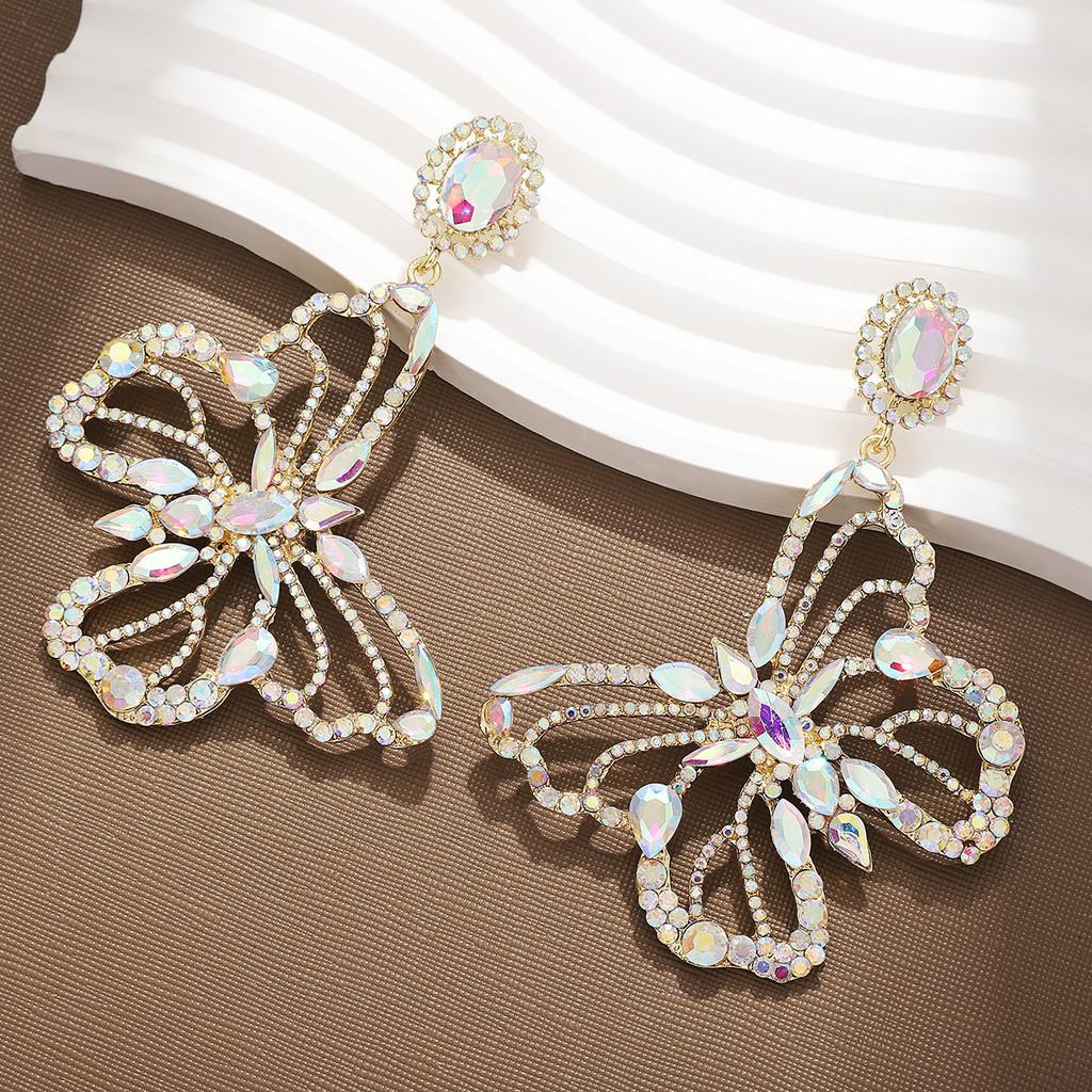 Vintage Butterfly Earrings With Rhinestones For Women Spring 2024 Fashion Jewelry