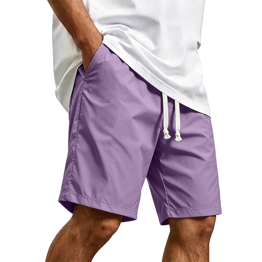 Men's Casual Quick Dry Drawstring Shorts Lightweight Breathable Five-Point Beach Pants Suitable for Outdoor Activities and Daily Wear