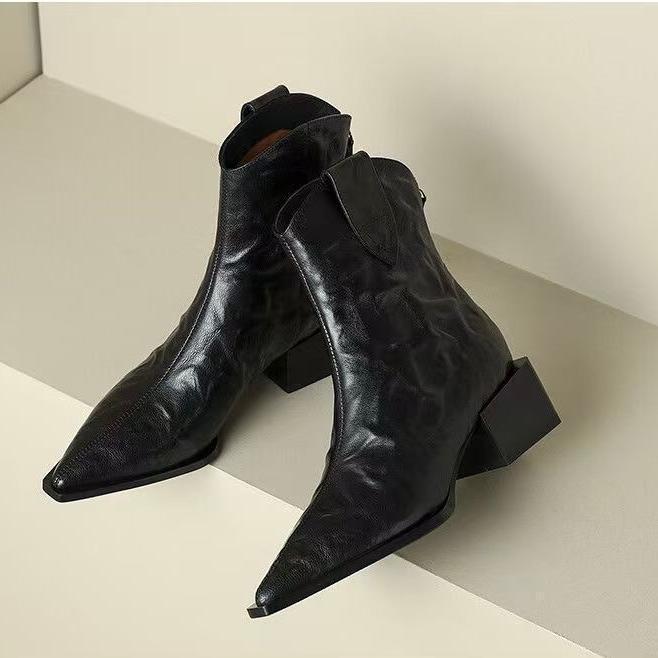 British style thick heel women's short boots 2025 autumn and winter new fashion versatile pointed temperament Martin boots children