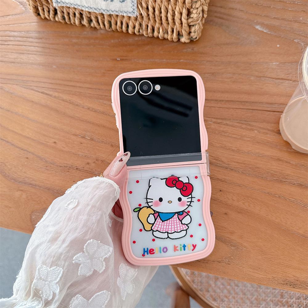 KT Cat Samsung Galaxy Z Flip Series Protective Phone Case with Lanyard