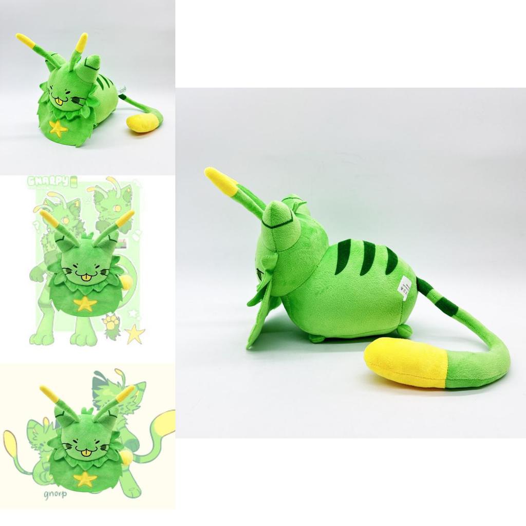 New Gnarpy Discovers The Internet Green Cat Robot Plush Toy Doll For Kids