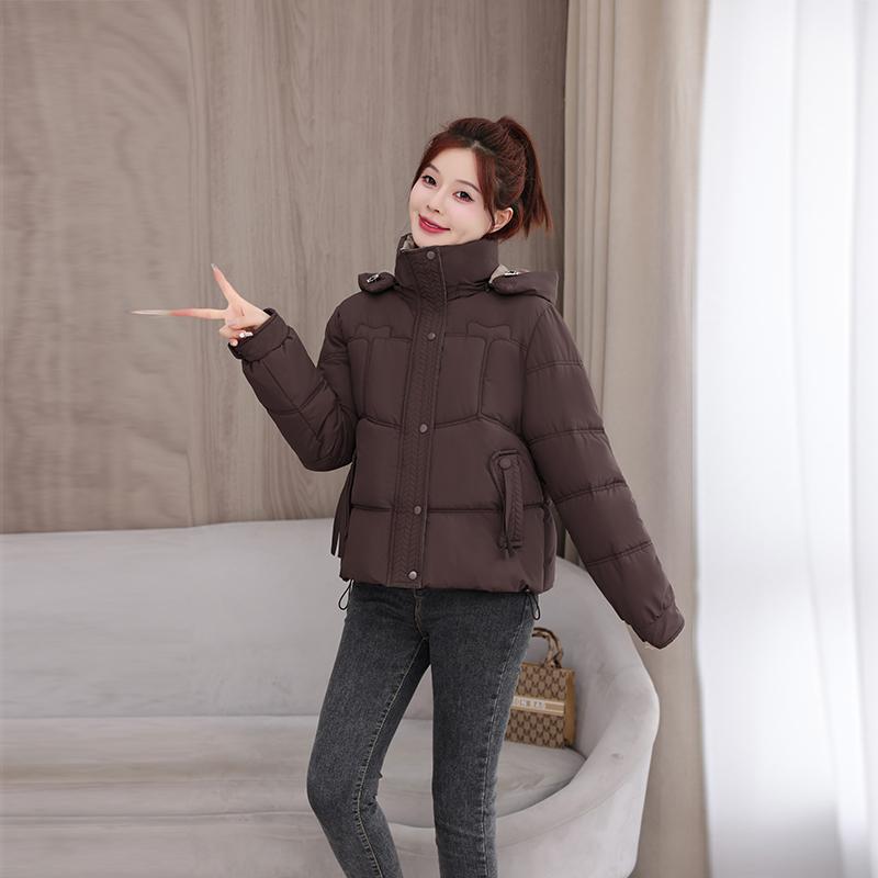 

Осень-зима, утепленная теплая парка, женская повседневная милая однотонная свободная куртка с большим карманом, длинное пальто с капюшоном, верхняя одежда L кофейный