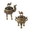 Vintage Alloy Incense Burner Stick Holder Three Legged Hollow Out Mini Sandalwood Censer Incense Burner Home Decoration