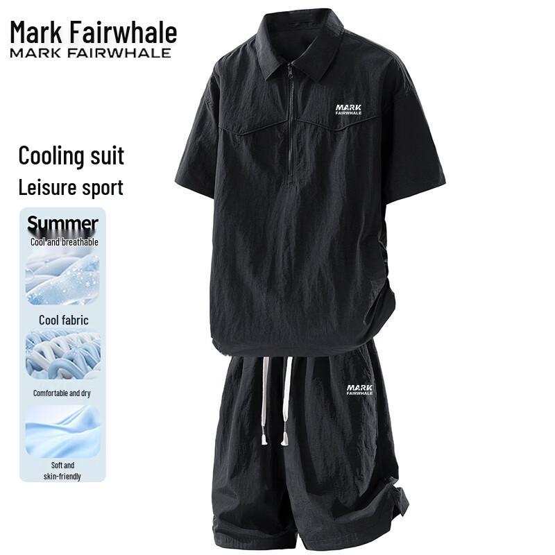 MARK FAIRWHALE Men s Summer Cooling Loose Short Sleeve & Shorts Set XL