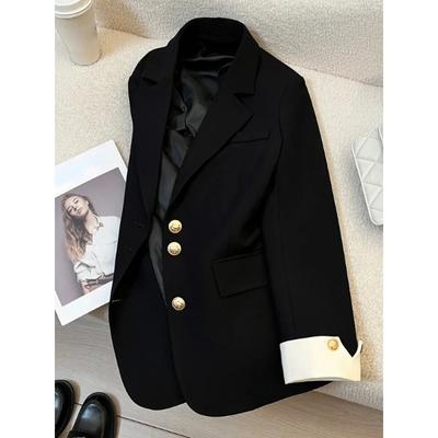 Damen Design Sinn Nische Locker Milchweiß Blazer Jacke Frühling Weiblich Koreanisch Pendeln Spleißen Anzug Oberteile Mantel