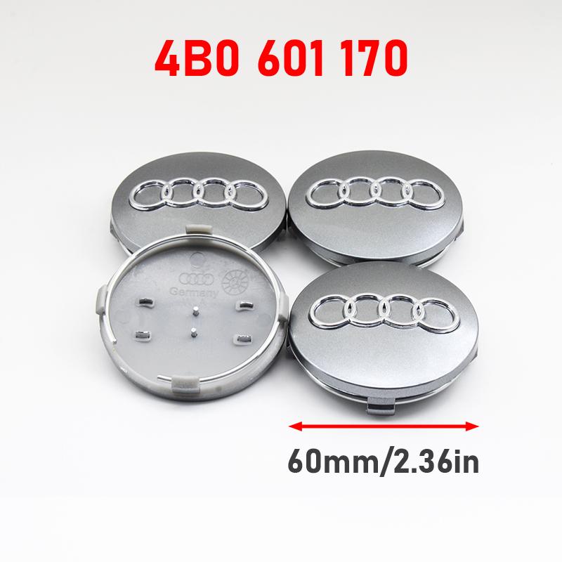 For Audi A84Pcs 60mm 61mm 68mm 69mm 77mm Car For Audi A5 A4 A6 A6L A8 Q7 A4L A3 Q5L A1 A3 C5 A6 Q7 Emblem Wheels Hub Cap Set Rim Dust Cover