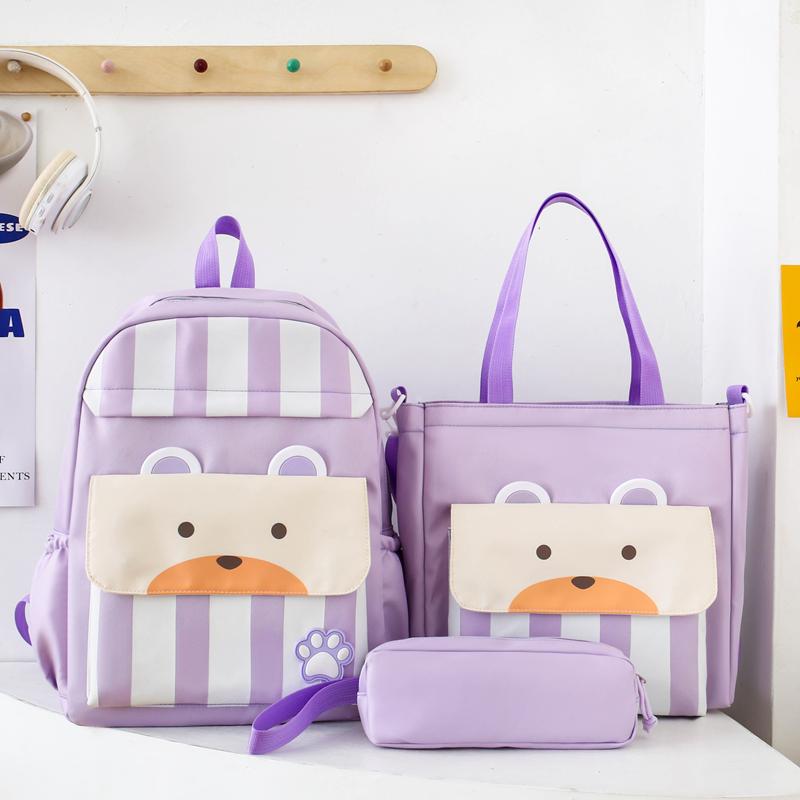Three-Piece Backpack Set Large Capacity Children's School Bag Girls Boys Nylon Backpack for Primary and Secondary School