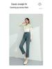Autumn High Waist Slimming Straight Leg Stretch Jeans - Women's Soft Fabric Cropped Pants