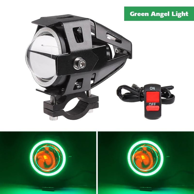 U7 LED Motorcycle Headlight Angel Eyes Spotlight Headlamp Super Bright Fog Lights Spotlights U7 Mini Moto Auxiliary Driving Lamp