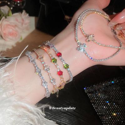 Bracelet Fleur en Zirconia Style Coréen: Bijoux élégants, brillants et polyvalents pour femmes