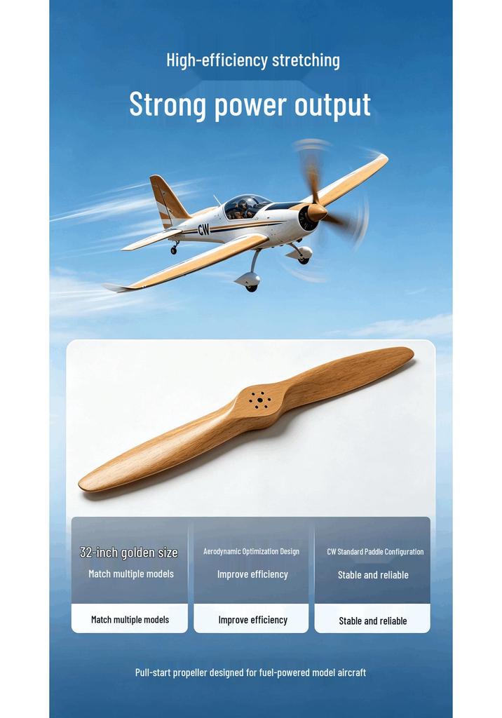 Special Offer: 19-inch Oil-Powered Beechwood Propeller, CCW for DLA Engine, RC Fixed-Wing Aircraft