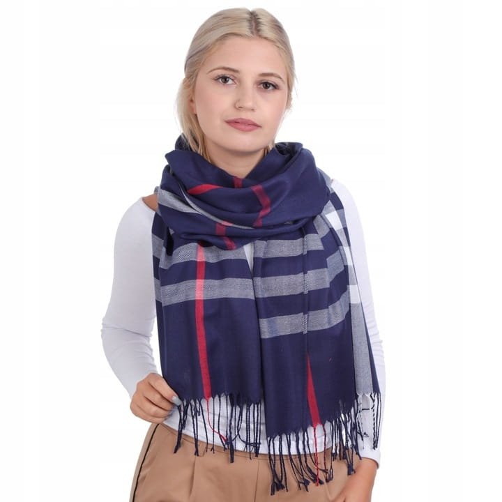 Ciepły Szalik Damski Angielska Krata Cashmere Sza-12