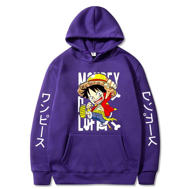 One Piece Luffy Anime Unisex Hooded Pullover Sweatshirt - Korean-Style Casual Long Sleeve Top