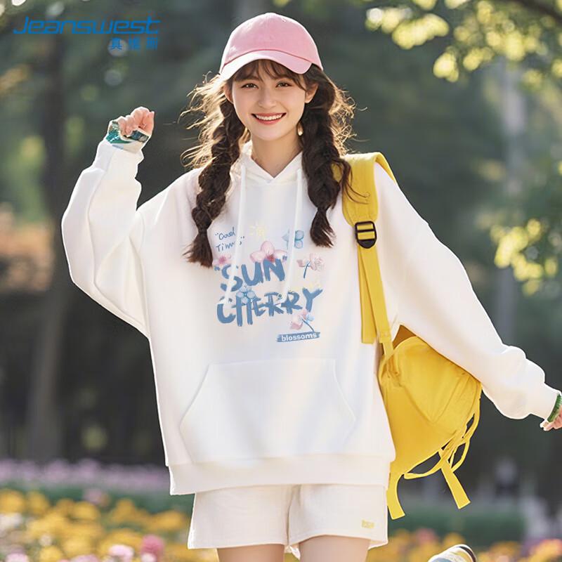 JEANSWEST Women's Loose Hooded Sweatshirt