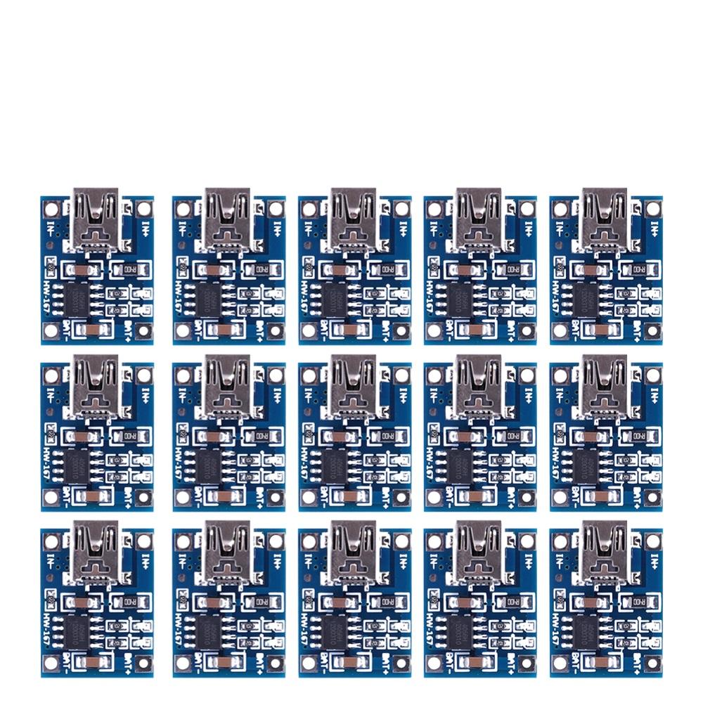 1-20PCS Mini USB 5V 1A 18650 TP4056 Lithium Battery Charger Module Charging Board With Protection Dual Functions 1A