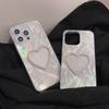 Luxury Diamond Love Heart Makeup Mirror Laser Phone Case For iPhone 16 15 14   11 Pro Max XR X XS Shockproof Bumper Cover