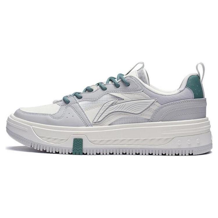 New LiNing Anti Slip And Wear Resistant Height Increasing Low Top Skateboard Shoes Light Smoke Gray Ecru AGCT143-2