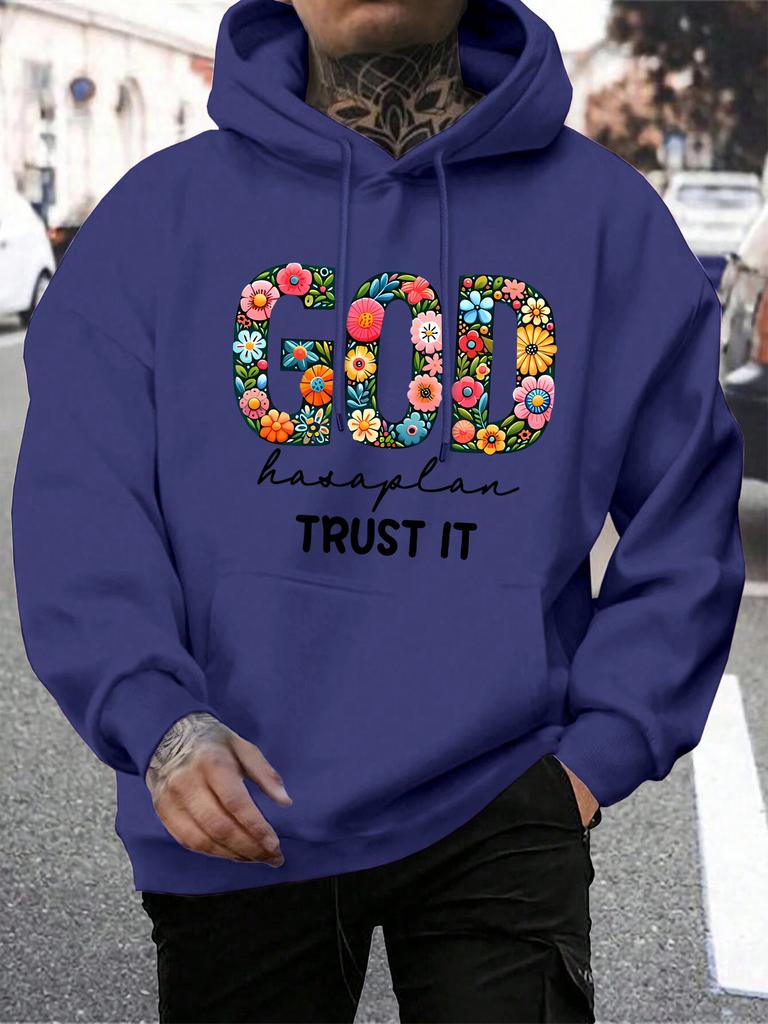 God Trust It Prints Hooded Man Fashion Casual Hoodies Simple Loose Sweatshirts Autumn Street Fleece Tracksuit